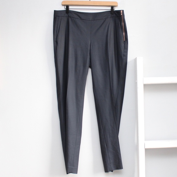 Kit and Ace Pants - KIT AND ACE Gray Wide Leg Silk Cashmere Blend Trousers Rose Gold Zipper Size 12